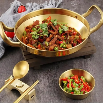 Golden Stainless Steel Golden Handle Wok Pan – Stainless Non-Stick, Heirloom Quality — Rootborn Rituals