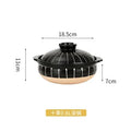 Black glazed earthenware clay casserole pot with wooden base, 0.8L capacity, 18.5cm width, ideal for slow cooking soups and s