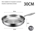 30cm pure titanium fry pan with textured surface, 6cm depth, suitable for 4-6 people, induction and gas compatible.