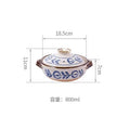 Blue and white glazed ceramic casserole pot with handles, 800ml capacity, 18.5cm width, 7cm height, ideal for slow cooking so