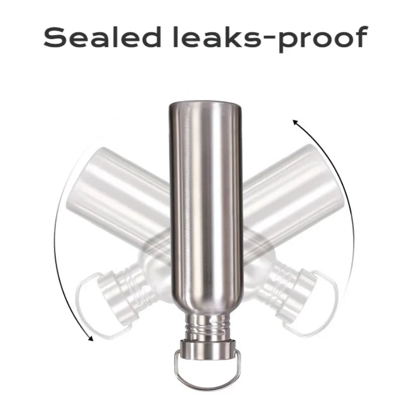 Stainless steel sports hydration bottle with sealed leak-proof design, 500-1000ml capacity, featuring dual-grip handles and s
