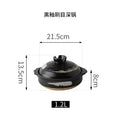 Black earthenware clay casserole pot with lid, 1.2L capacity, 21.5cm width, 13.5cm height, ideal for slow cooking soups and s