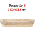 Baguette S natural rattan bread proofing basket, 34x10x5.5 cm, with linen liner for artisan baking.