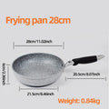 GraniteStone 28cm granite non-stick frying pan with black handle, showing dimensions and 0.84kg weight specifications.