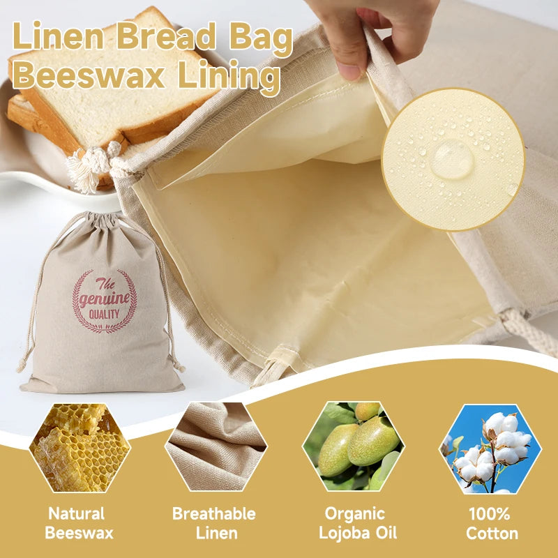 Handmade Linen Bread Bags – Reusable Organic Loaf Storage