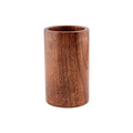 Wooden cylindrical utensil holder with natural grain finish, part of Pure Wood Kitchen Utensil Set for eco-friendly kitchen s
