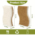 Bamboo and coconut kitchen sponges, natural eco-friendly cleaning sponges with measurements shown, sustainable kitchen essent