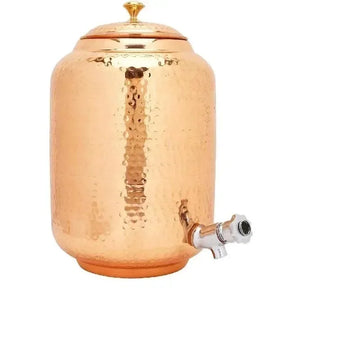 Pure Copper Water Dispenser Set — 6.5L Glass Container with 3 Rollers