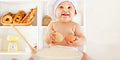 Natural rattan bread proofing basket with handmade banneton design, displayed with baby and baking ingredients on eco-friendl