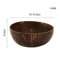Large coconut wood dessert bowl, 14-15.2cm diameter, 6.2cm height, with natural texture and finish.