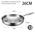 Pure titanium 26cm fry pan with textured surface, 5.5cm depth, suitable for 2-4 people, induction and gas compatible.