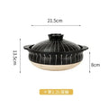 Black striped earthenware clay casserole pot with cream base, 1.2L capacity, 21.5cm width, ideal for slow-cooking soups and s