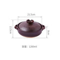 Purple earthenware casserole pot with lid, 1200ml capacity, 21.5cm width, 13.5cm height, dual handles for slow cooking.
