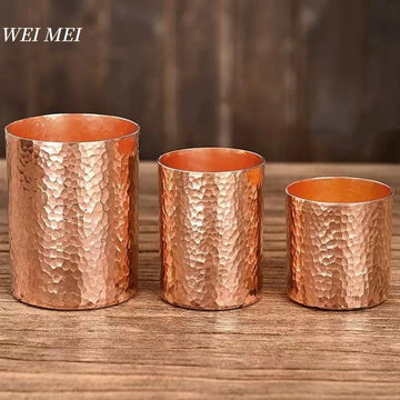 Vintage Pure Copper Glass – Handcrafted Hammered Texture, Multi-Size Tableware Mug