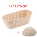 Natural rattan oval bread proofing basket with cloth liner, 17x12x6cm, handmade banneton for sourdough baking