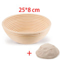 Natural rattan bread proofing basket 25cm with linen liner, handmade banneton for sourdough baking