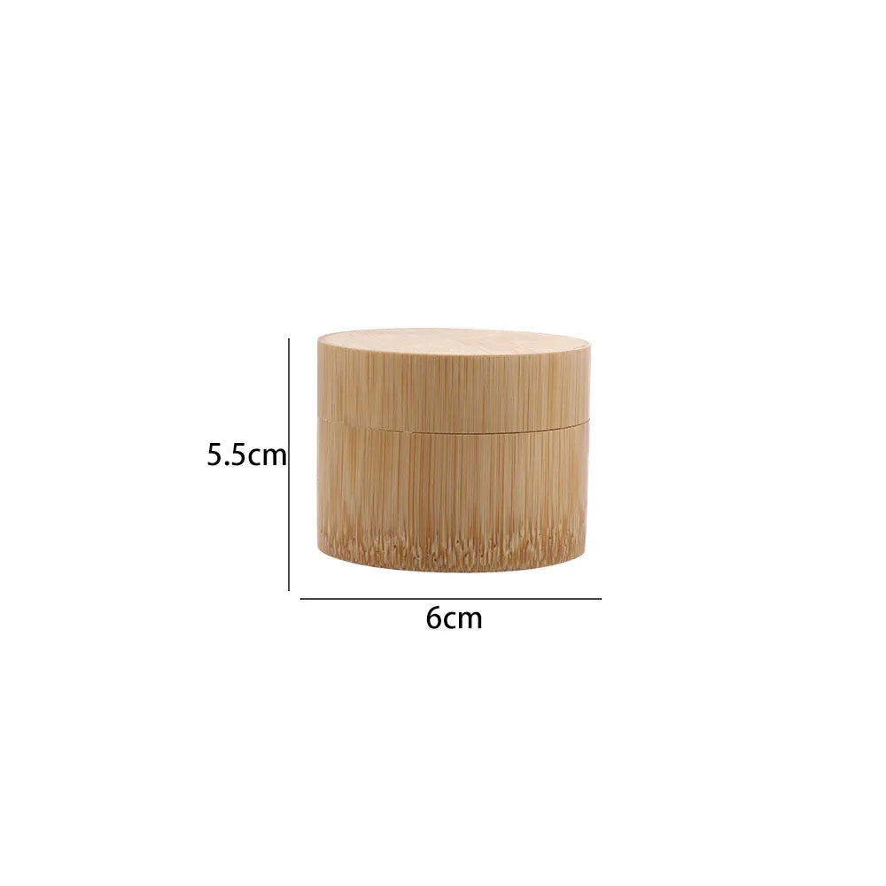 Handmade bamboo tea storage box with carved texture, 6cm diameter x 5.5cm height, featuring removable lid for eco-friendly ki