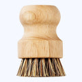 Wooden natural dish brush with organic coconut fibre bristles, eco-friendly cleaning tool with round wooden handle and natura