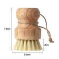 Wooden natural dish brush with organic coconut fiber bristles, 7.8cm height, twine hanging loop, eco-friendly kitchen cleanin