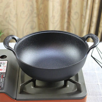 Cast Iron Double-Handle Ingot Pot — Heavy-Duty Cast Iron Stew Cooker