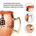 Copper hammered travel mug with brass handle, smooth rim edge, flat bottom, and insulated design for eco-friendly beverage st