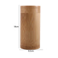 Cylindrical bamboo tea storage box, 18cm tall with 8.5cm diameter, handcrafted with natural grain texture and decorative carv