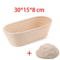 Natural rattan oval bread proofing basket with linen liner, 30x15x8cm, handmade banneton for sourdough baking