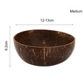 Medium coconut wood dessert bowl, 12-13cm diameter, 6.2cm height, natural brown finish with visible grain texture.