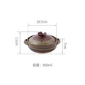 Brown earthenware clay casserole pot with lid, 800ml capacity, 18.5cm width, eco-friendly slow-cook vessel for soups and stew
