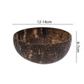 Natural coconut shell bowl, handcrafted, 12-14cm diameter, 7-9cm height, eco-friendly serving dish with textured exterior and