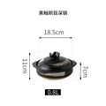 Black brushed earthenware clay casserole pot, 0.8L capacity, 18.5cm width, 11cm height, with lid and handles for slow cooking