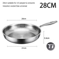28cm pure titanium fry pan with textured surface, 5.5cm depth, suitable for 3-5 people, induction and gas compatible.