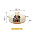 Ceramic clay casserole pot with wooden base, 1.2L capacity, cream and black design, 21.5cm width, slow-cook cookware.