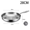 Pure titanium fry pan with hammered surface, 28cm total length, 21cm diameter, 5.5cm depth, stainless steel handle.