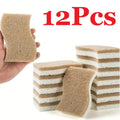 Bamboo & coconut kitchen sponges, 12-pack set with natural fiber scrubbing side and soft foam backing for eco-friendly cleani